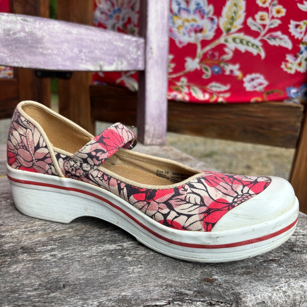 Dansko Pink Floral Valerie Mary Jane Buckle Shoes Boho Chic Size EU 38 US 7.5-8 - Picture 4 of 10